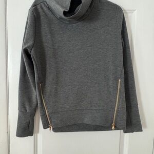 Gray Women's Sweater with Gold Zippers